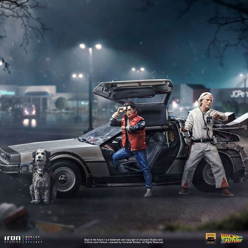 Delorean Full Set Deluxe Statue - Zurück in die Zukunft - Art Scale 1/10