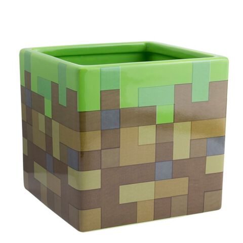 Pot à Plantes et à Stylos Minecraft - Bloc d'Herbe – 13 cm – vue 2