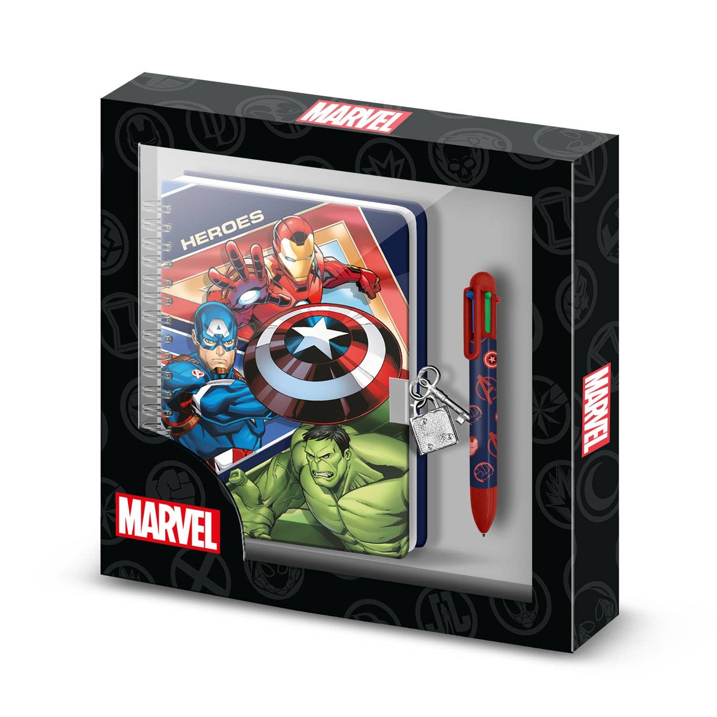 Coffret Journal + Stylo 6 Couleurs Marvel Avengers « Battle »