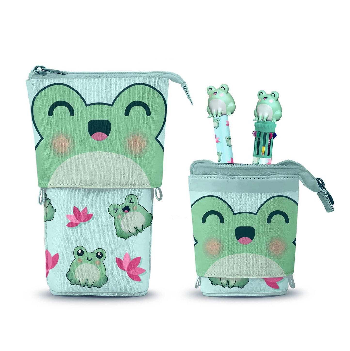 Oh My Pop Froggy-Cute Pencil Case + 10-Color Pen + Gel