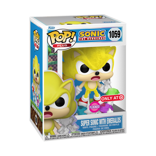 Pop! Plus Super Sonic avec Emeraudes (Flocked)