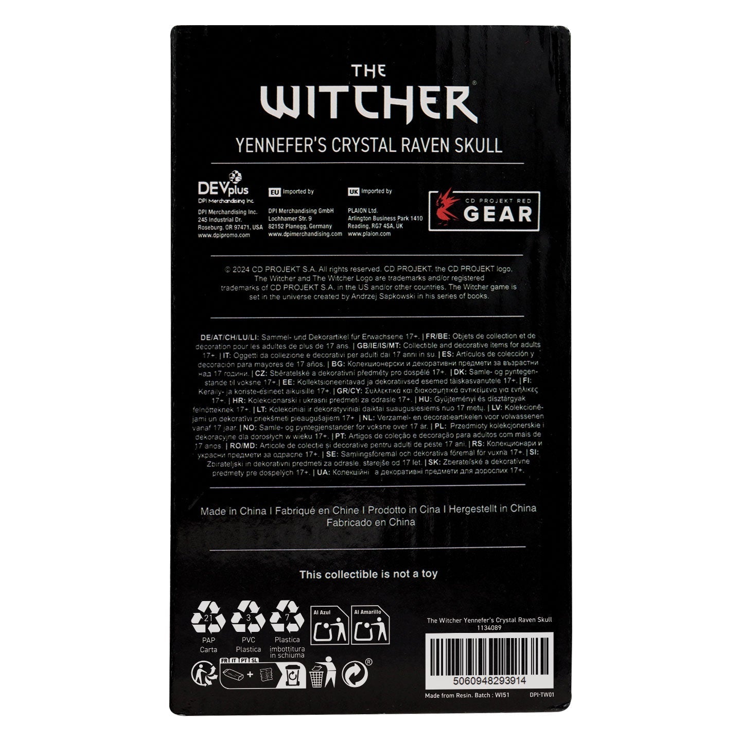 Réplique collector The Witcher - 3 Crystal Skull