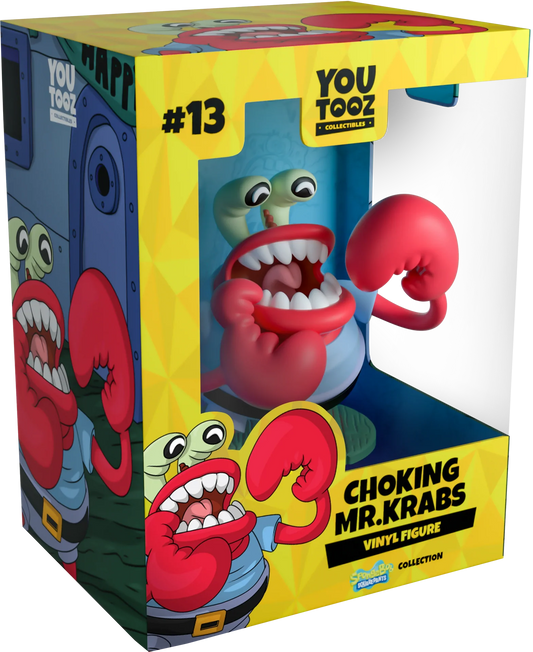 bob leponge vinyl figurine choking mr krabs youtooz