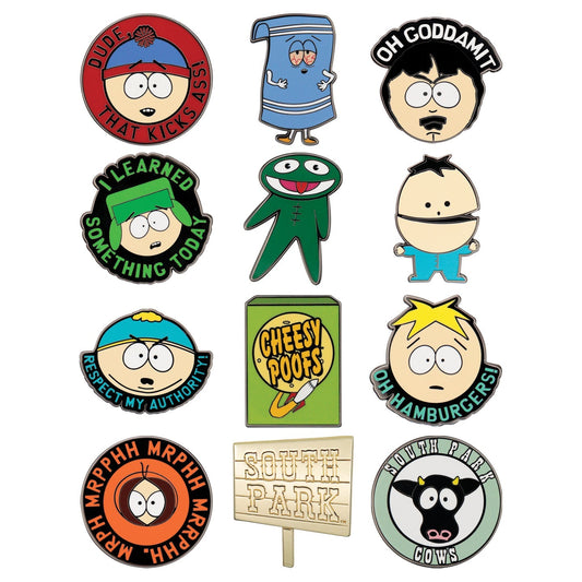 Display de 12 blind boxes South Park - pin’s mystère - ensemble des pin’s