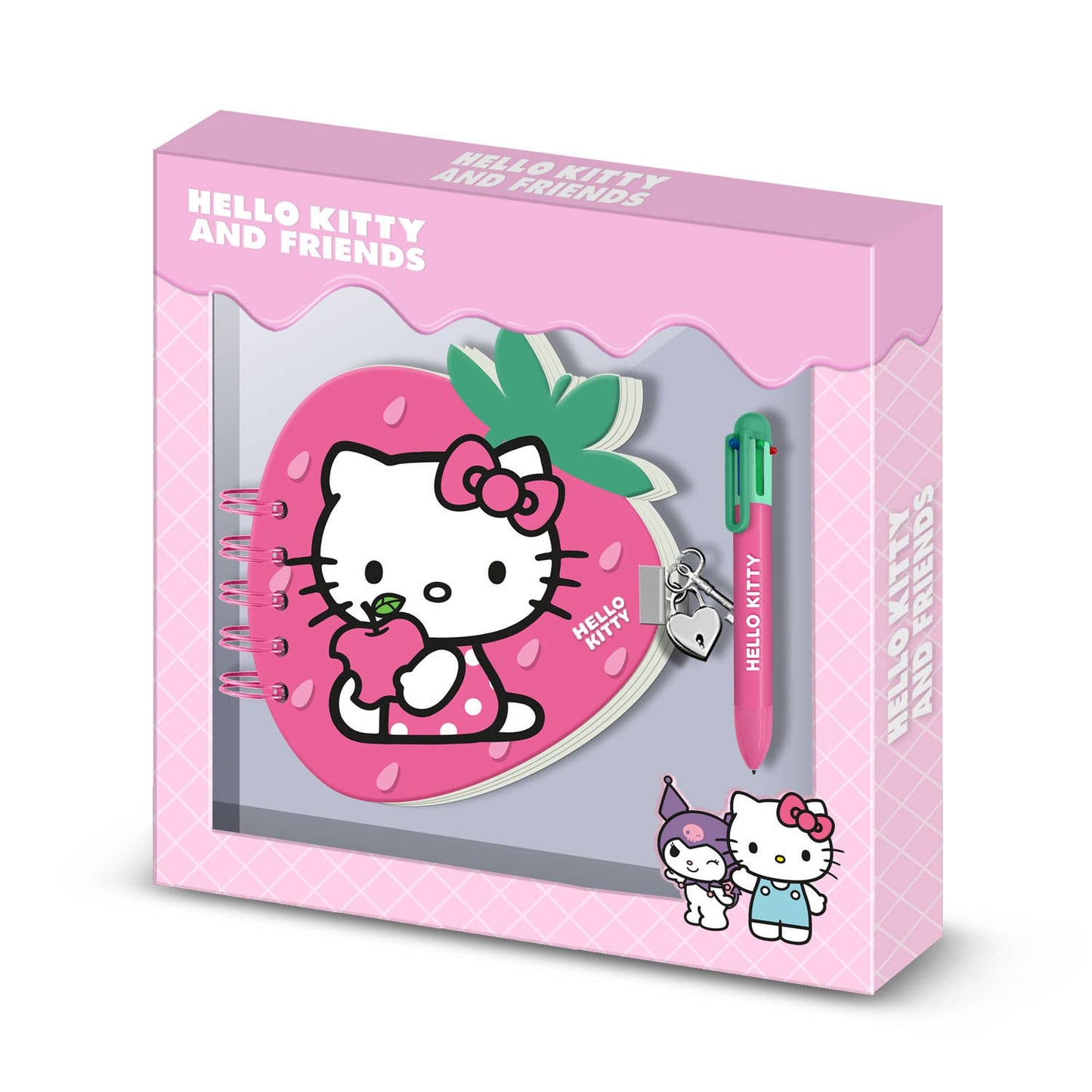 Coffret Journal + Stylo 6 Couleurs Hello Kitty « Strawberry »