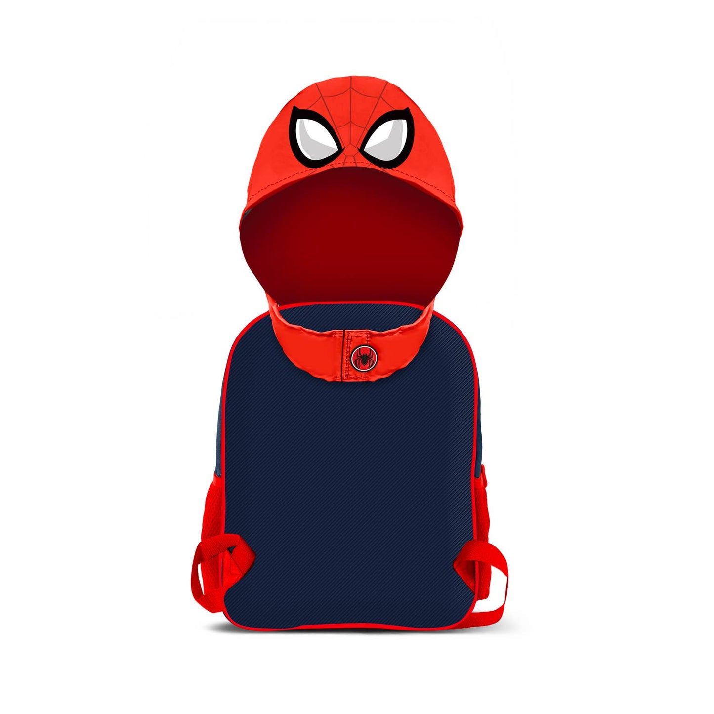 Roter Marvel Spiderman Kinderrucksack mit integrierter Kostümkapuze