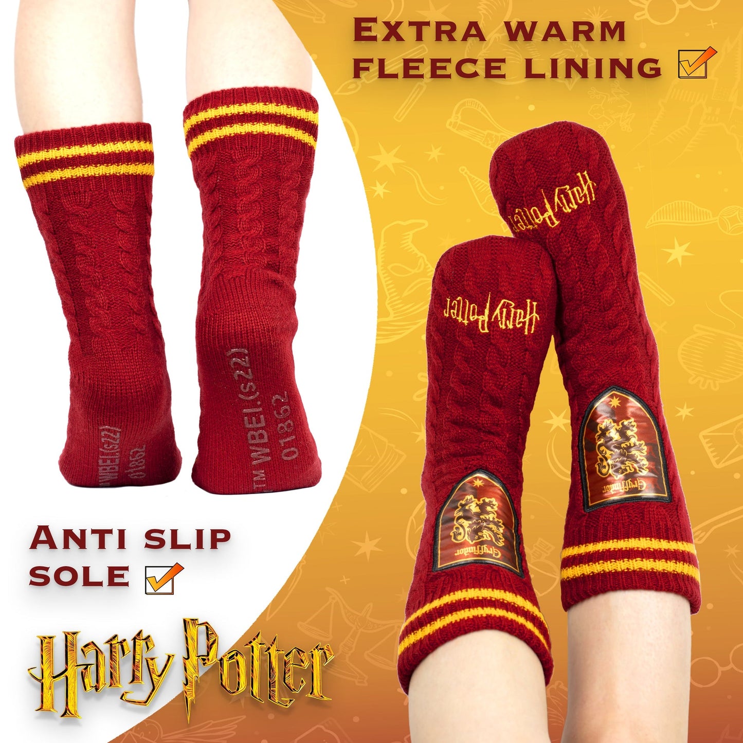 Chaussettes – Harry Potter Slippery – rouge
