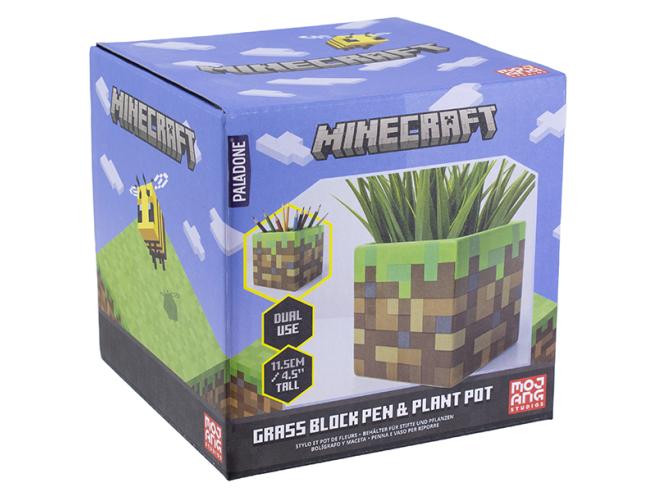 Pot à Plantes et à Stylos Minecraft - Bloc d'Herbe – 13 cm – vue 5