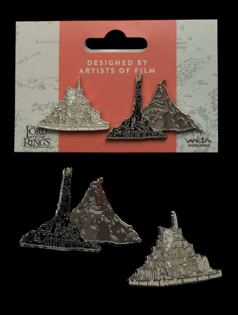collectible pin set minas tirith barad dur weta workshop
