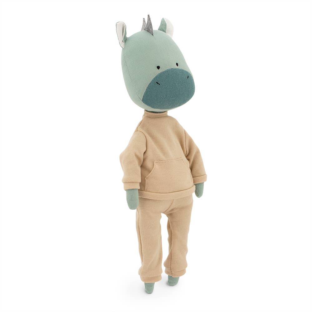 Peluche Andy le Dragon : Ensemble Tenue Beige et Queue de Sirène - 29 cm