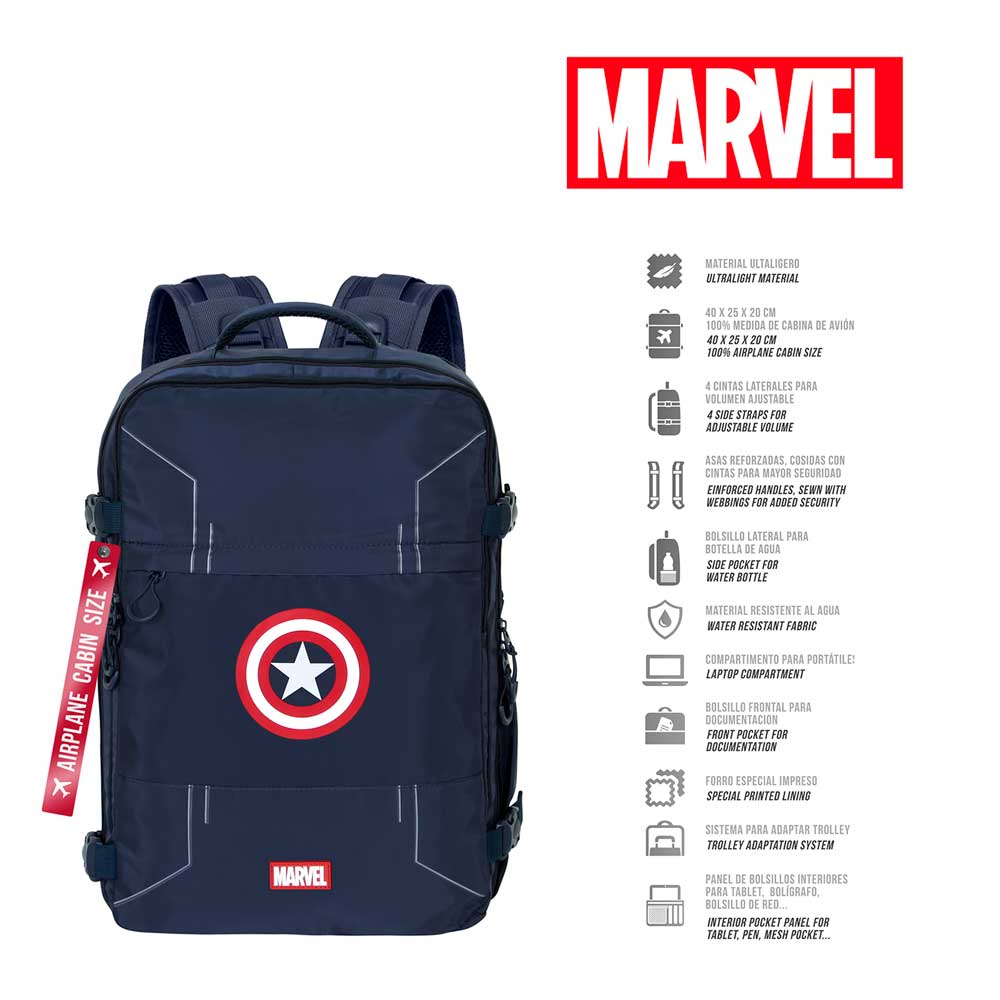 Sac à Dos Mercury Voyage Cabine Avion 40x20x25cm Marvel Captain America « Gears »