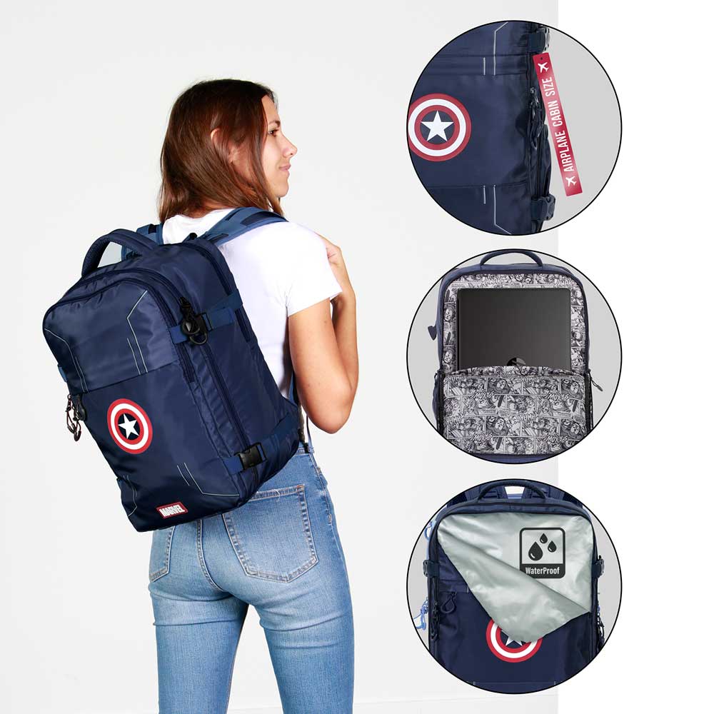 Sac à Dos Mercury Voyage Cabine Avion 40x20x25cm Marvel Captain America « Gears »