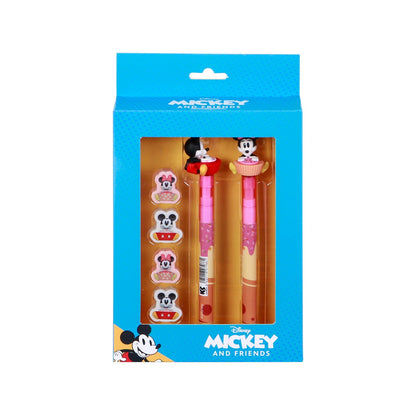 Pack Mix de Stylo Gel Effaçable + Crayon Éternel + 4 Gommes Disney « Mickey et Minnie »