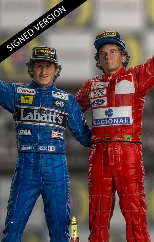 Statue Ayrton Senna and Alain Prost Deluxe Signed by Alain Prost Version - The Last Podium - Art Scale 1/10