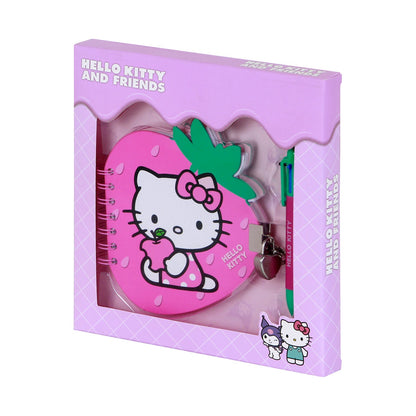 Coffret Journal + Stylo 6 Couleurs Hello Kitty « Strawberry » – Rose