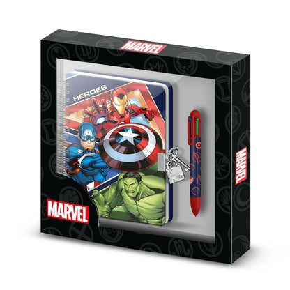 Coffret Journal + Stylo 6 Couleurs Marvel Avengers « Battle »