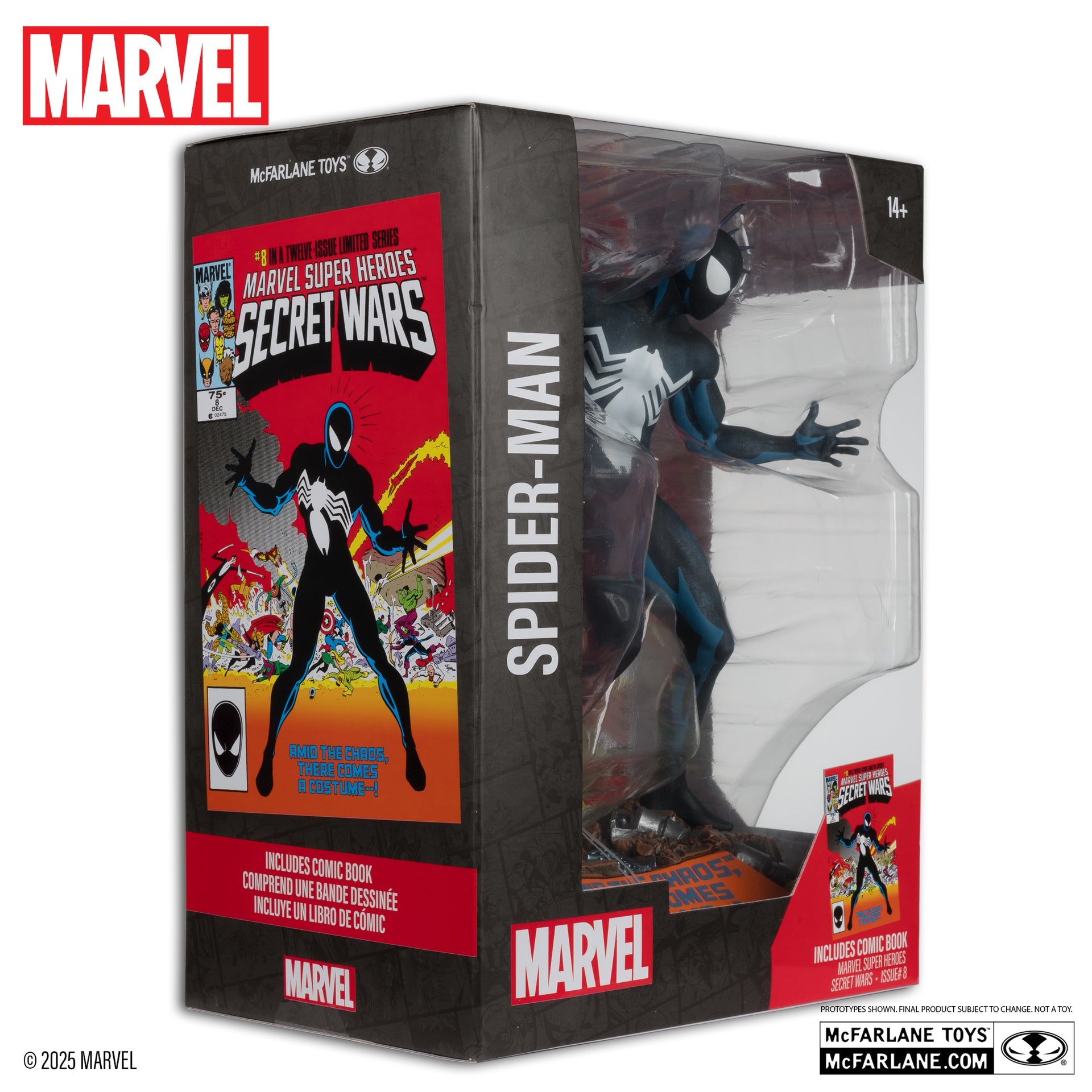 spider man 1 6th scale collectible with scene comic marvel super heroes secret wars 8 mcfarlane toys