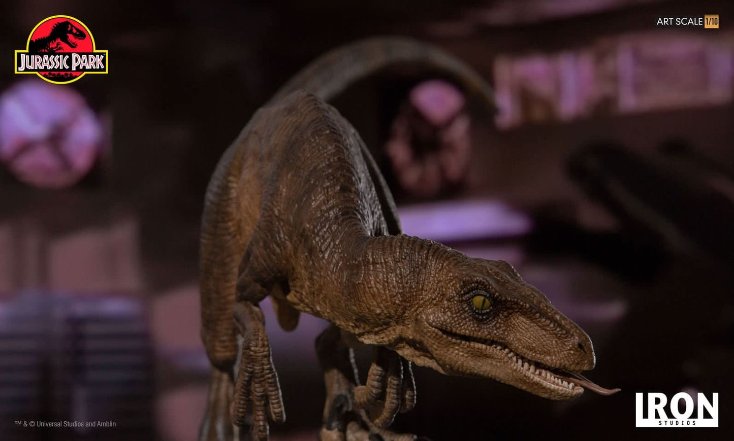 Statue Kauernder Velociraptor - Jurassic Park - Art Scale 1/10