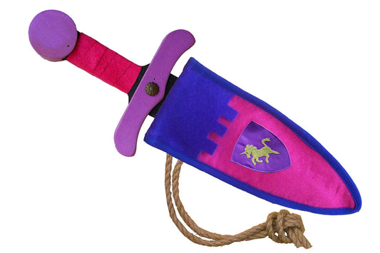 POIGNARD SOFTIK ROSE + POCHETTE LICORNE - KALID MEDIEVAL