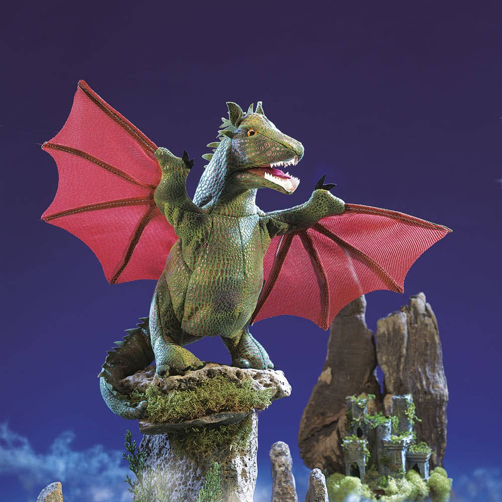Marionnette à main Dragon avec ailes 3051/ Dragon ailé Folkmanis réaliste