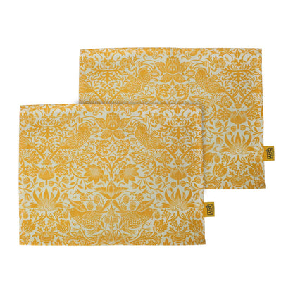 Napperons et serviettes en coton recyclé William Morris - jaunes
