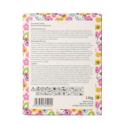 Bougie à thème printanier au parfum de rose et de fleur de cerisier