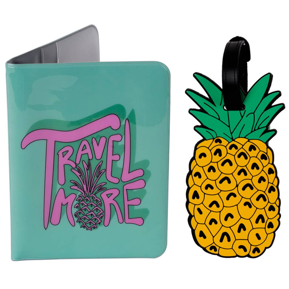 Porte Passeport et Identifiant de Bagage Voyage Licorne et Ananas Helio Ferretti Vue 2