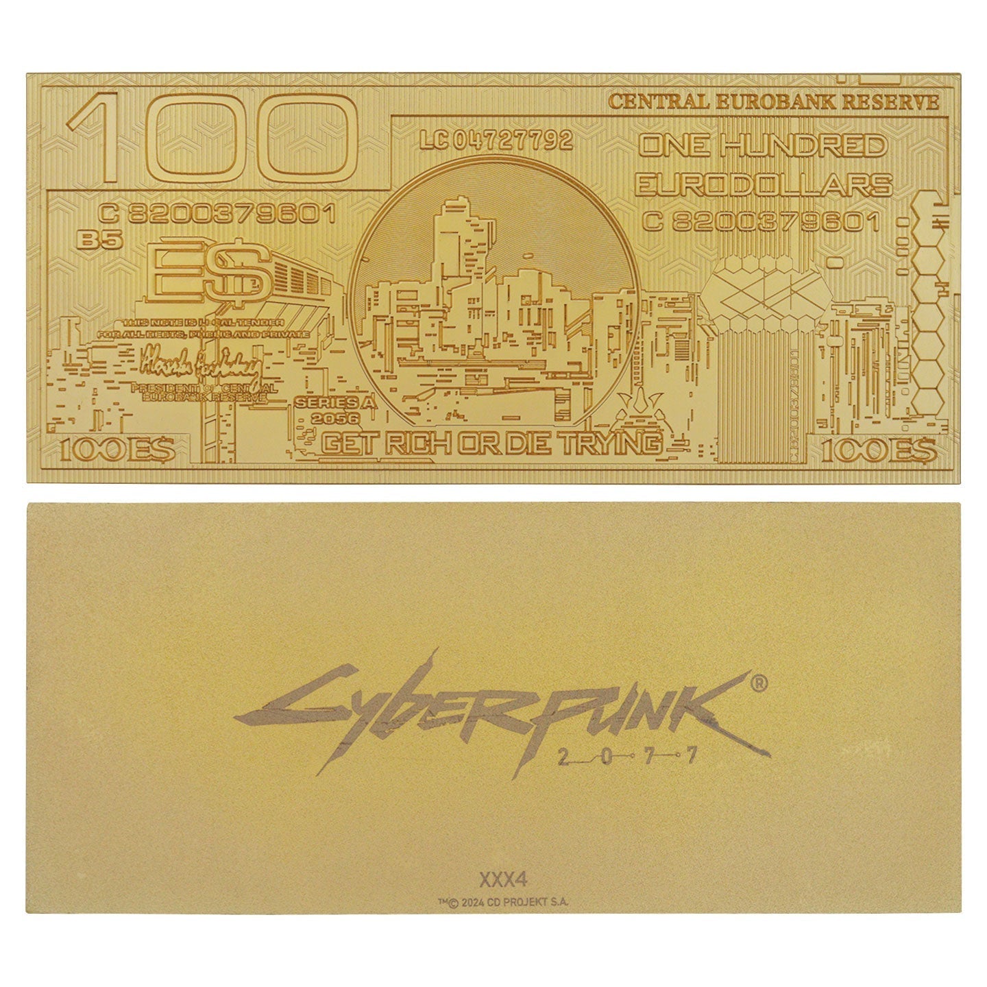 Réplique collector Cyberpunk 2077 - 24k Gold Plated Metal Eurodollar