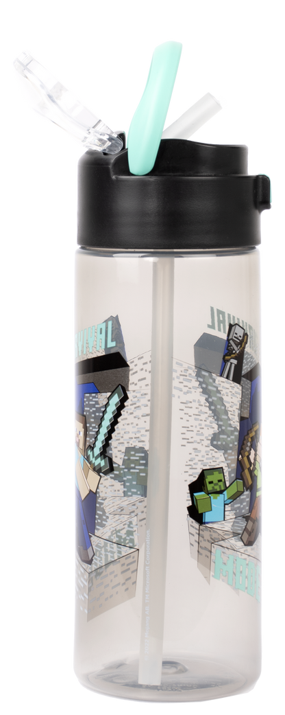 Gourde Minecraft – Bottle avec paille 700ml – Steve & Alex