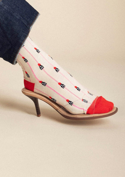 Chaussettes BeEmilyInParis Rouge à lèvres Beige