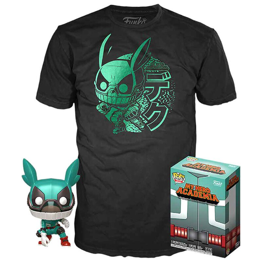 MY HERO ACADEMIA POP N° 603 Deku w/ Helmet Metal SE + T-shirt My Hero Academia POP! & Tee set figurine et T-Shirt Deku Funko