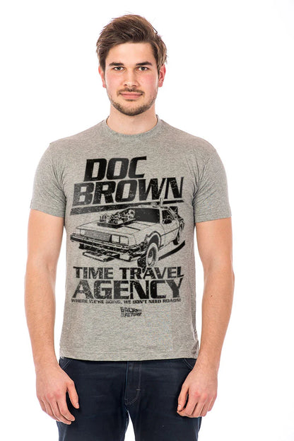 T-Shirt Doc Brown Time Travel Agency - Gris