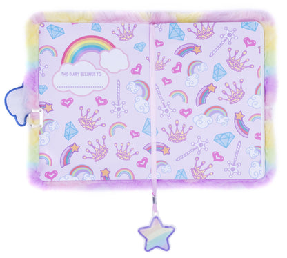 Carnet en peluche – licorne arc-en-ciel