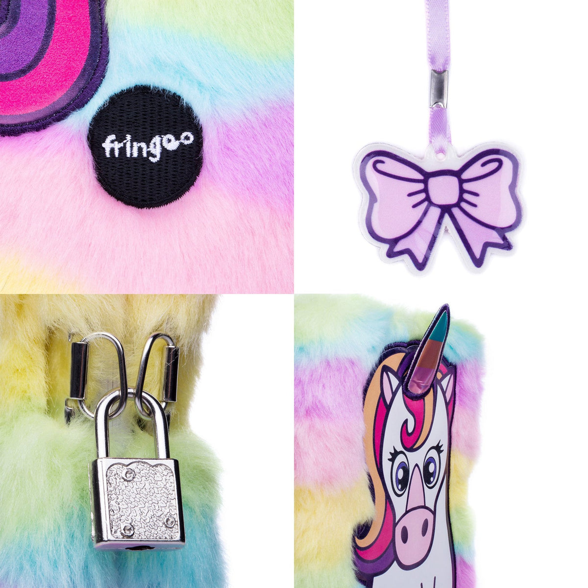 Carnet en peluche – blanc licorne