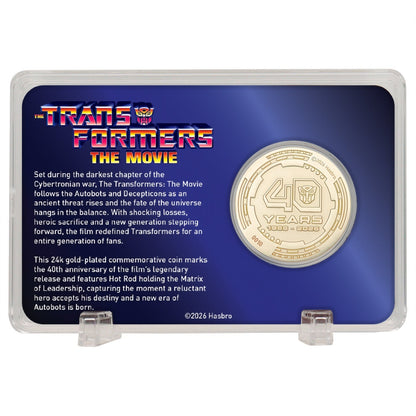Transformers: The Movie – Limited Edition 40th Anniversary Misty Gold Plated Presentation Coin