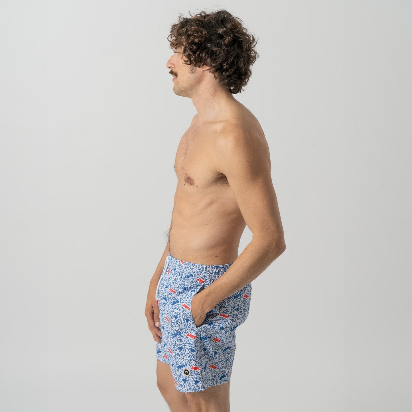 Jaws Swim Shorts - White Blue