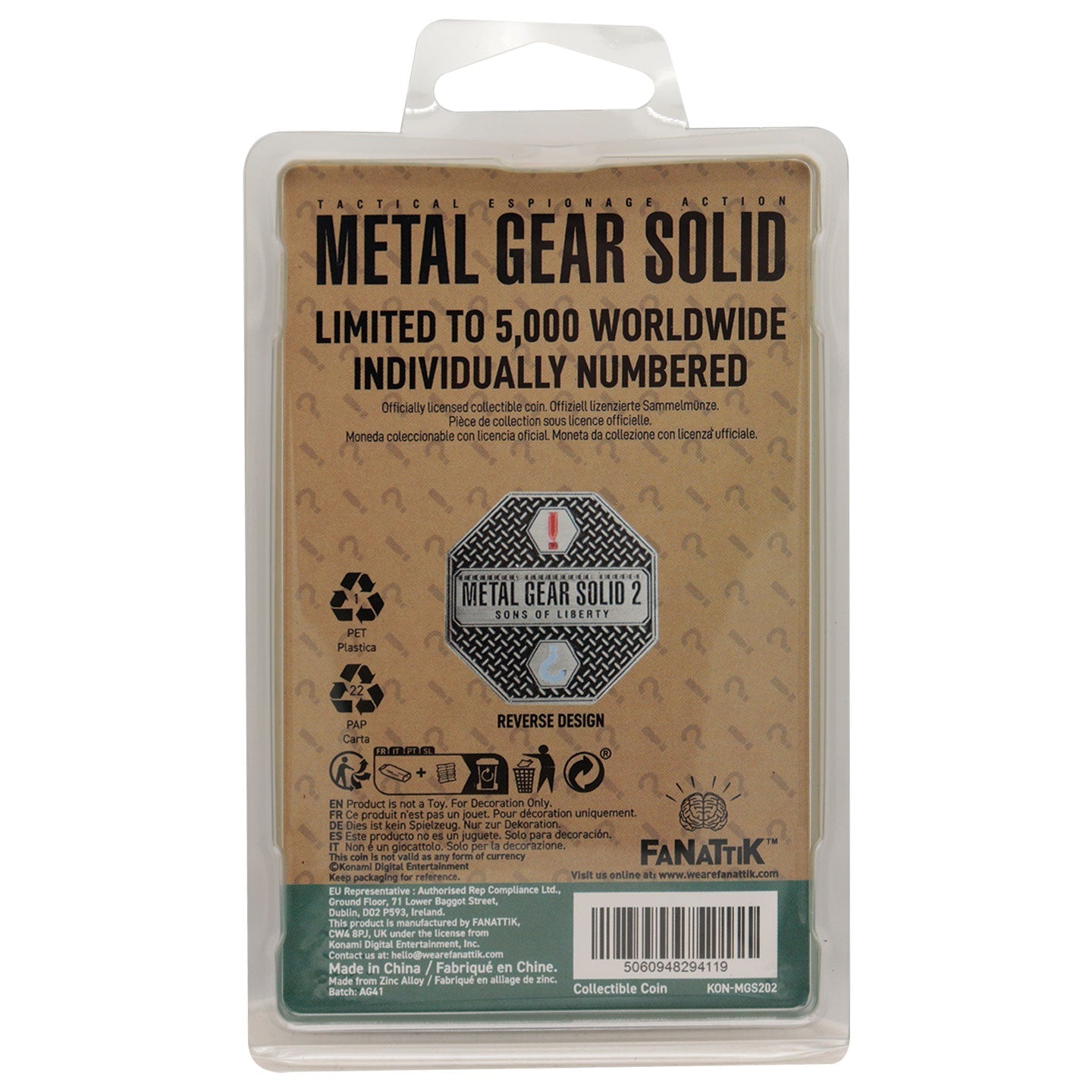 Pièce collector Metal Gear Solid - 2 Raiden