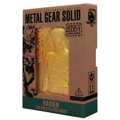 Lingot collector Metal Gear Solid - 2 24k Gold Plated Raiden