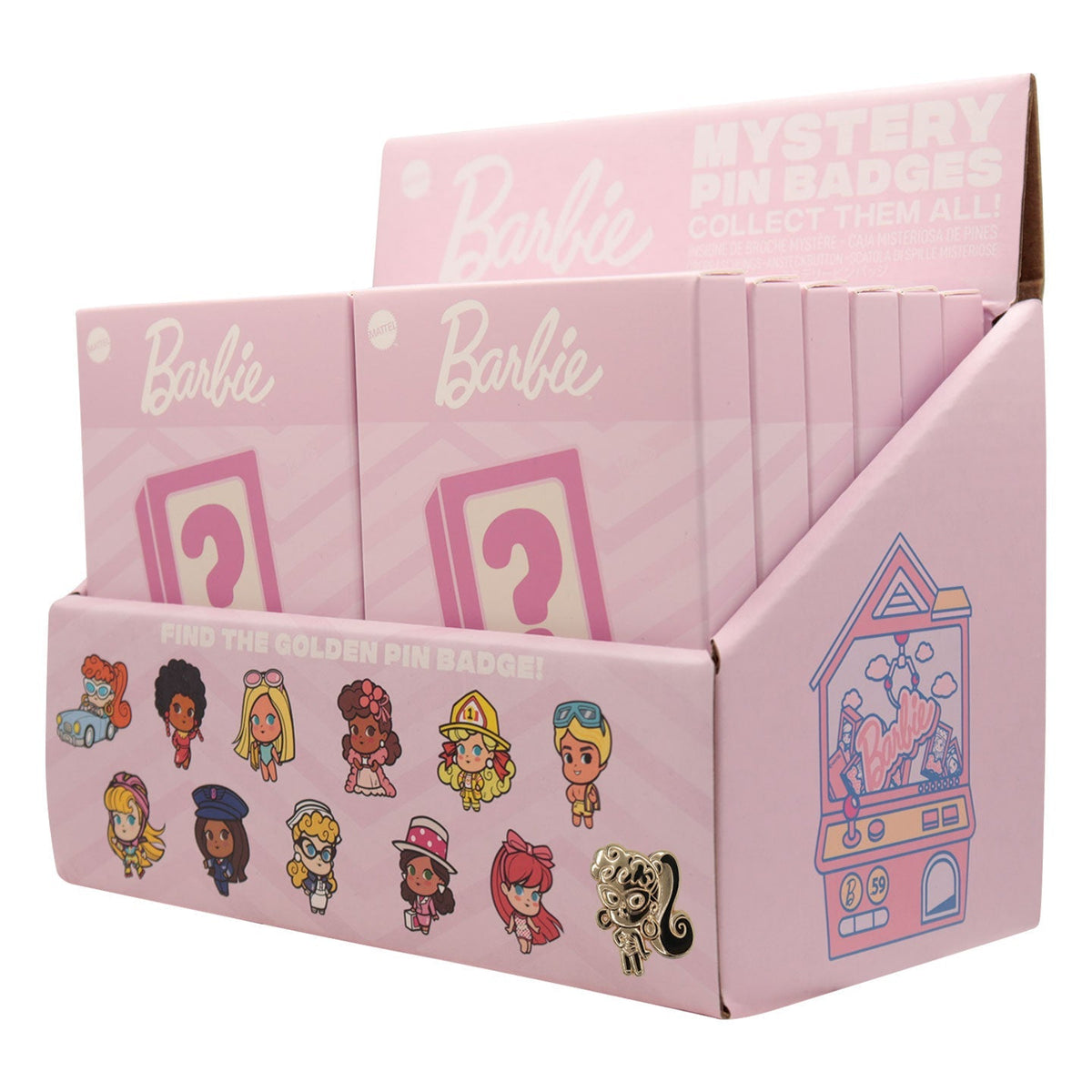 Display de 12 blind boxes Barbie - pin’s mystère - présentoir angle