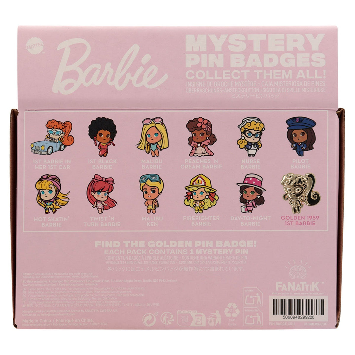 Display de 12 blind boxes Barbie - pin’s mystère - présentoir arrière