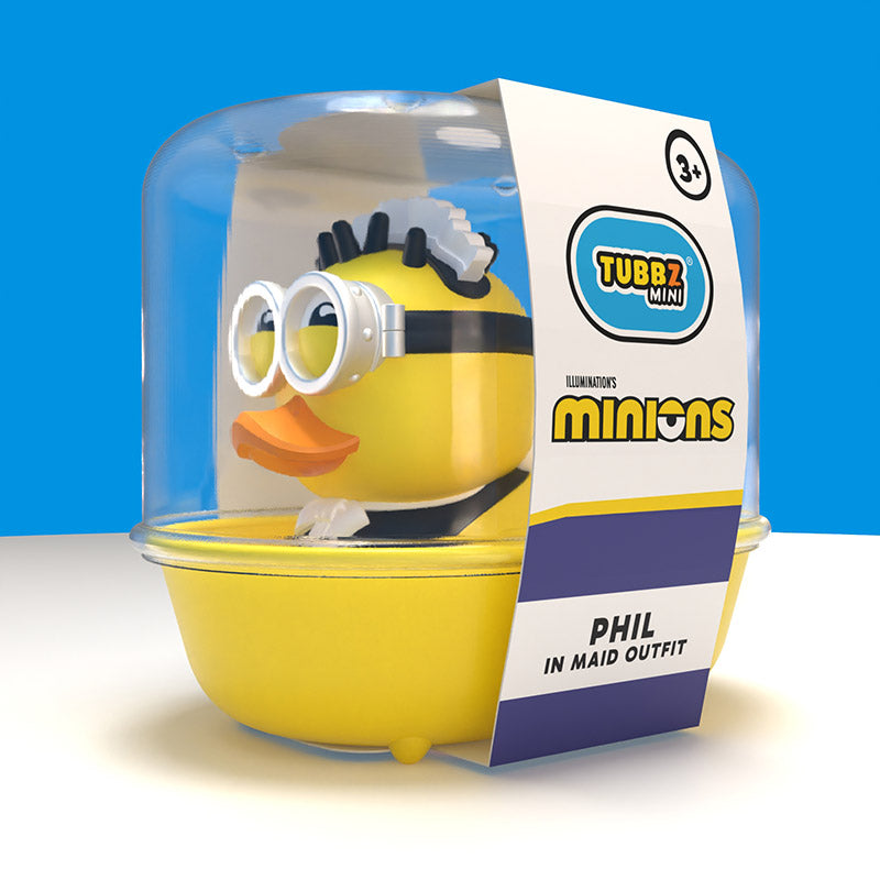 Canard TUBBZ Les Minions – Phil en tenue de femme de ménage (édition Mini) – boîte de présentation