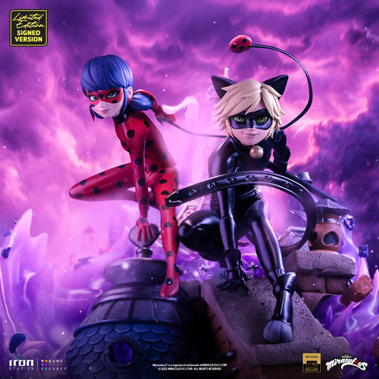Statue Ladybug und Cat Noir – Miraculous 10. Jubiläum signierte Edition – Deluxe Art Scale 1/10