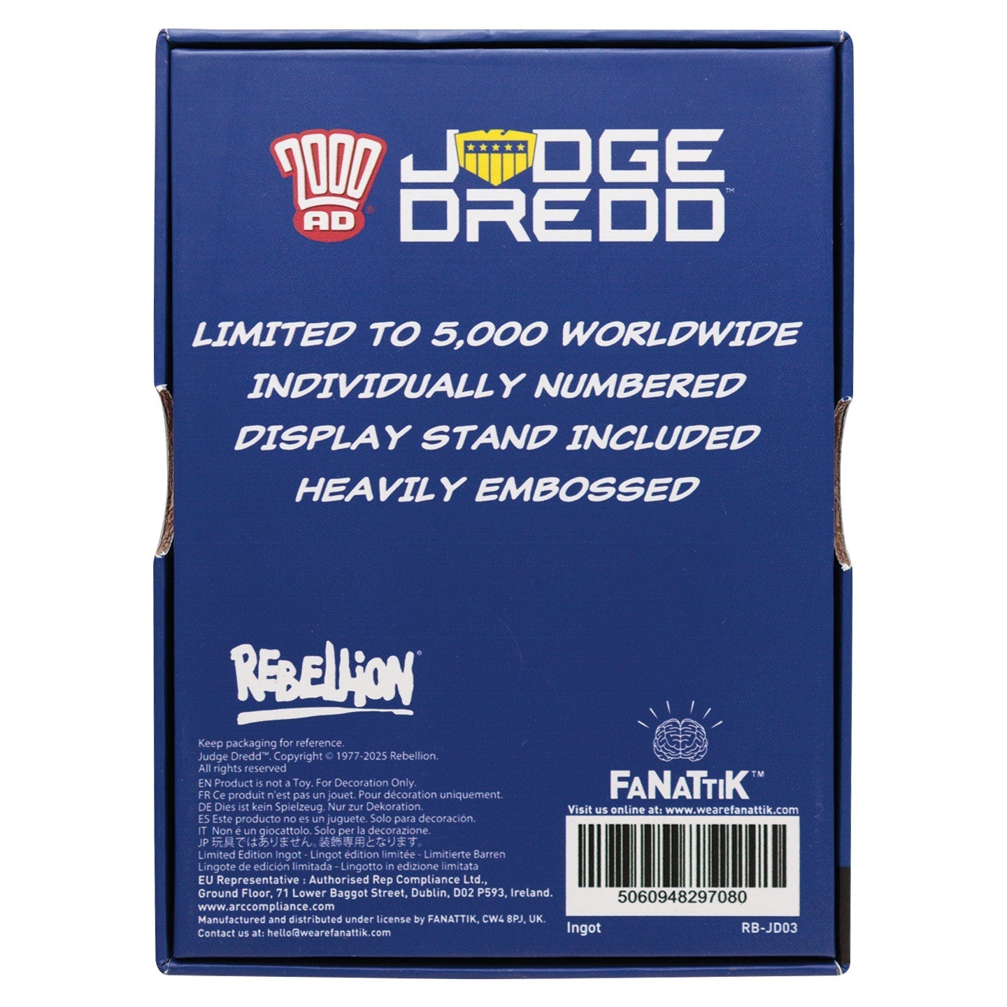 Lingot collector 2000 AD - Judge Dredd Comic Book Cover