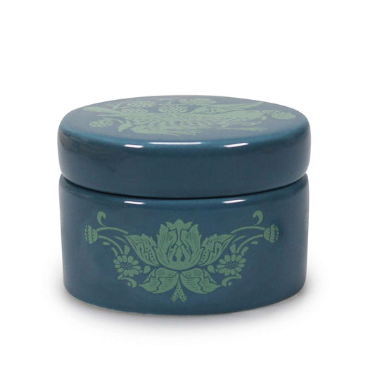 William Morris Ceramic Jewelry Box - Strawberry Thief Green