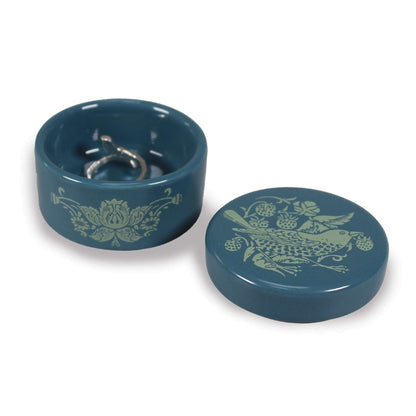 Boîte à bijoux en céramique William Morris - Strawberry Thief vert