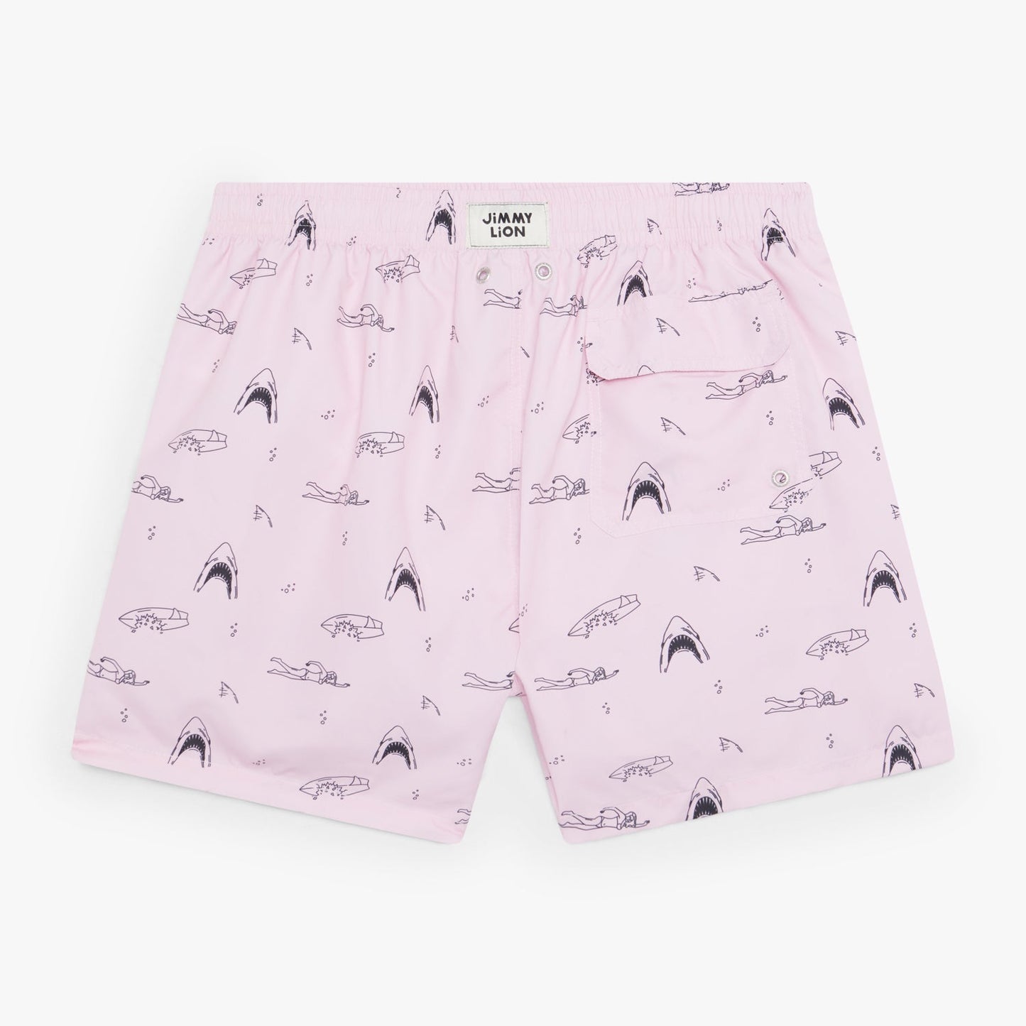 Shark and Swimmer Swim Shorts - Pink