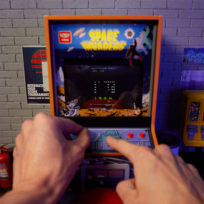 Space Invaders Quarter Size Arcade Cabinet + Coin.