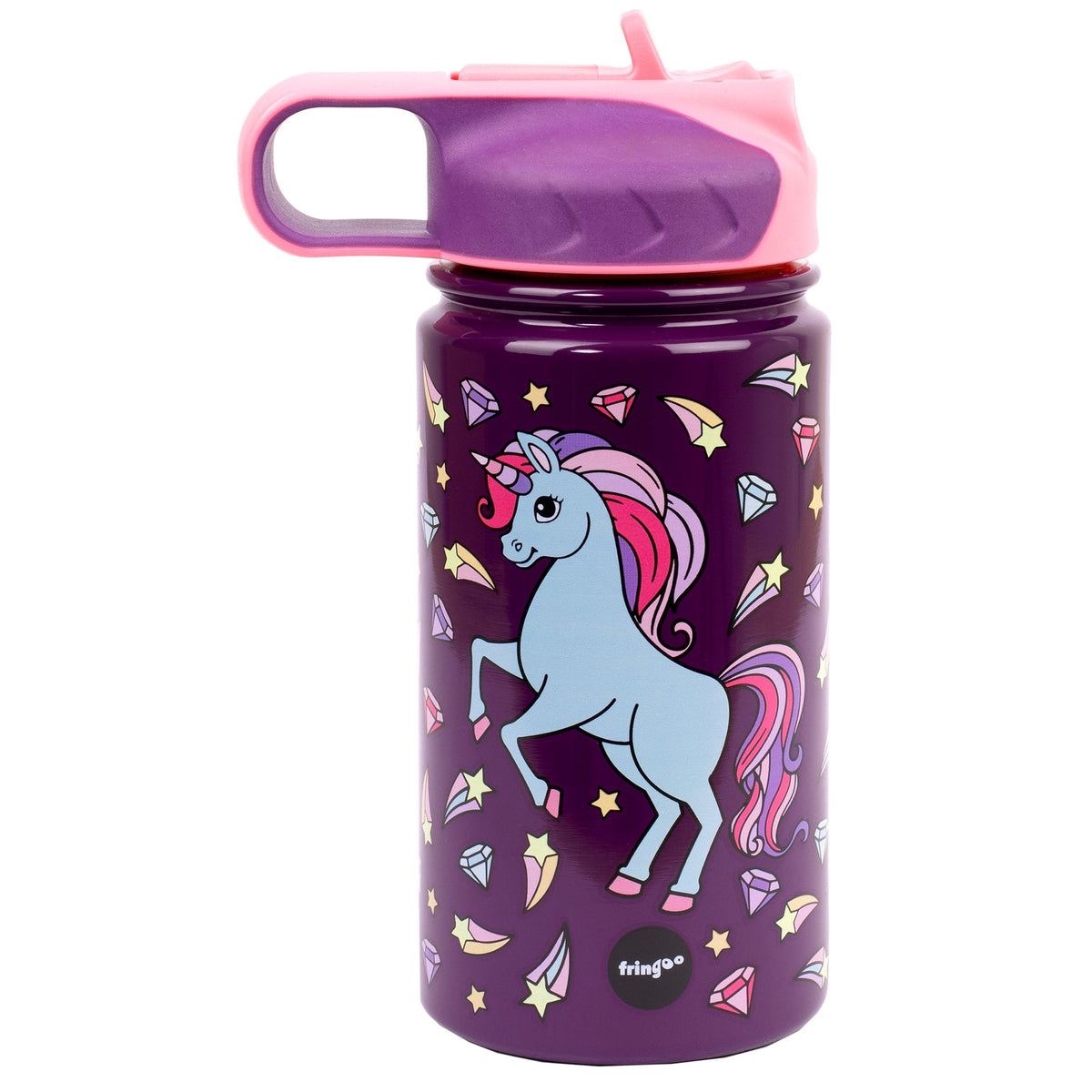 Trinkflasche aus Edelstahl mit Strohhalm – 350ml – Diamond Einhorn