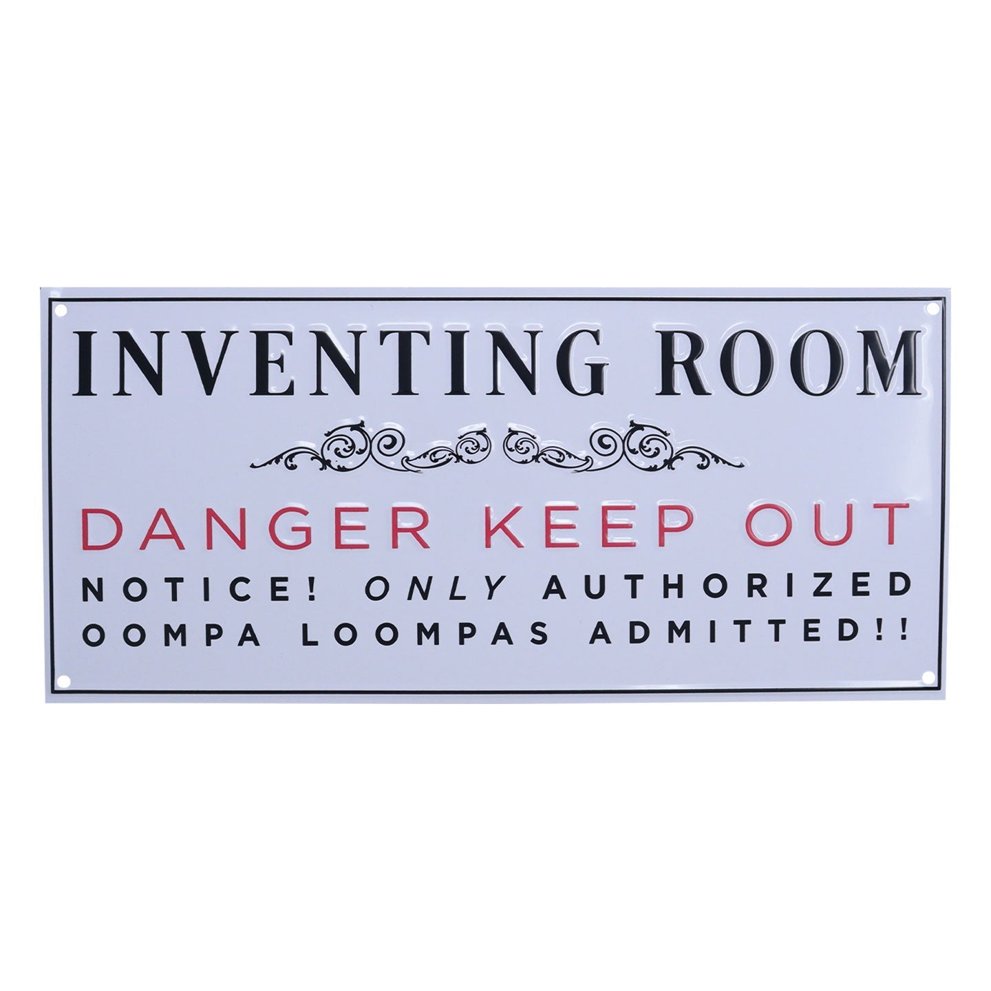 Plaque métal Willy Wonka - Inventing Room