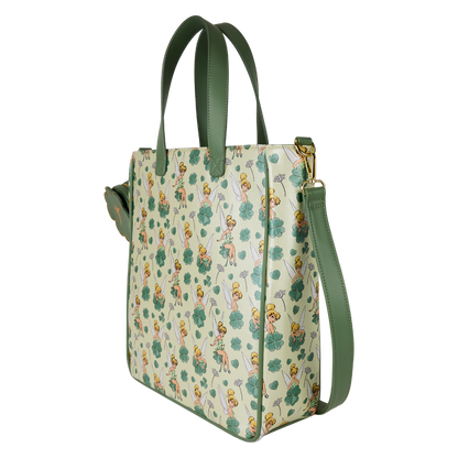 peter pan tinker bell clover all over print tote crossbody bag with coin bag